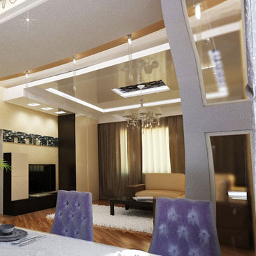 Кухня-гостиная в стиле гламурной неоклассики. Kitchen drawing room in style neoclassics